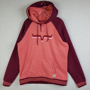 Kimes Ranch Hoodie Colorblock Embroidered Logo Pink Burgundy Western size XL
